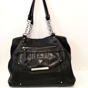 B. Makowsky Black  Leather Double Handle Bag